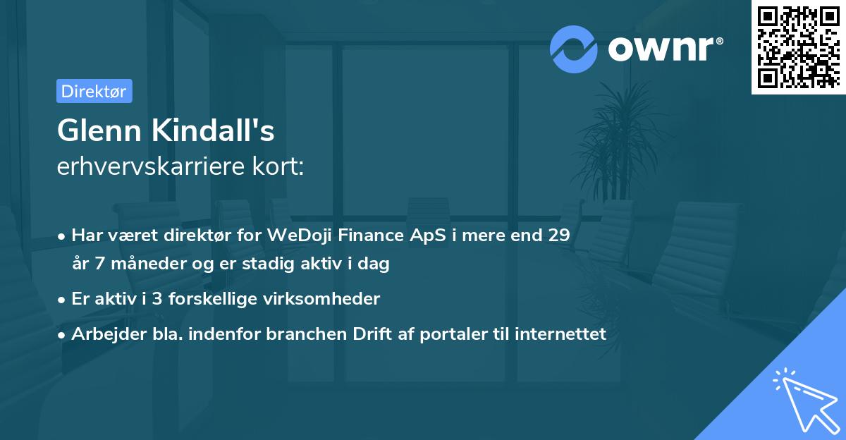 Glenn Kindall's erhvervskarriere kort