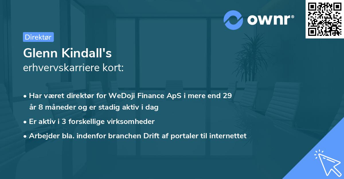 Glenn Kindall's erhvervskarriere kort