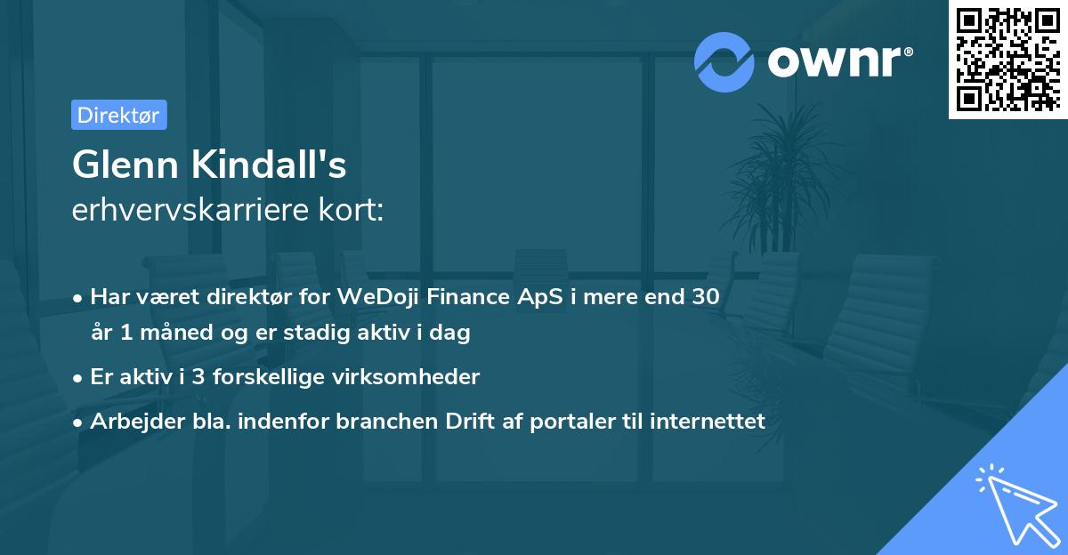 Glenn Kindall's erhvervskarriere kort