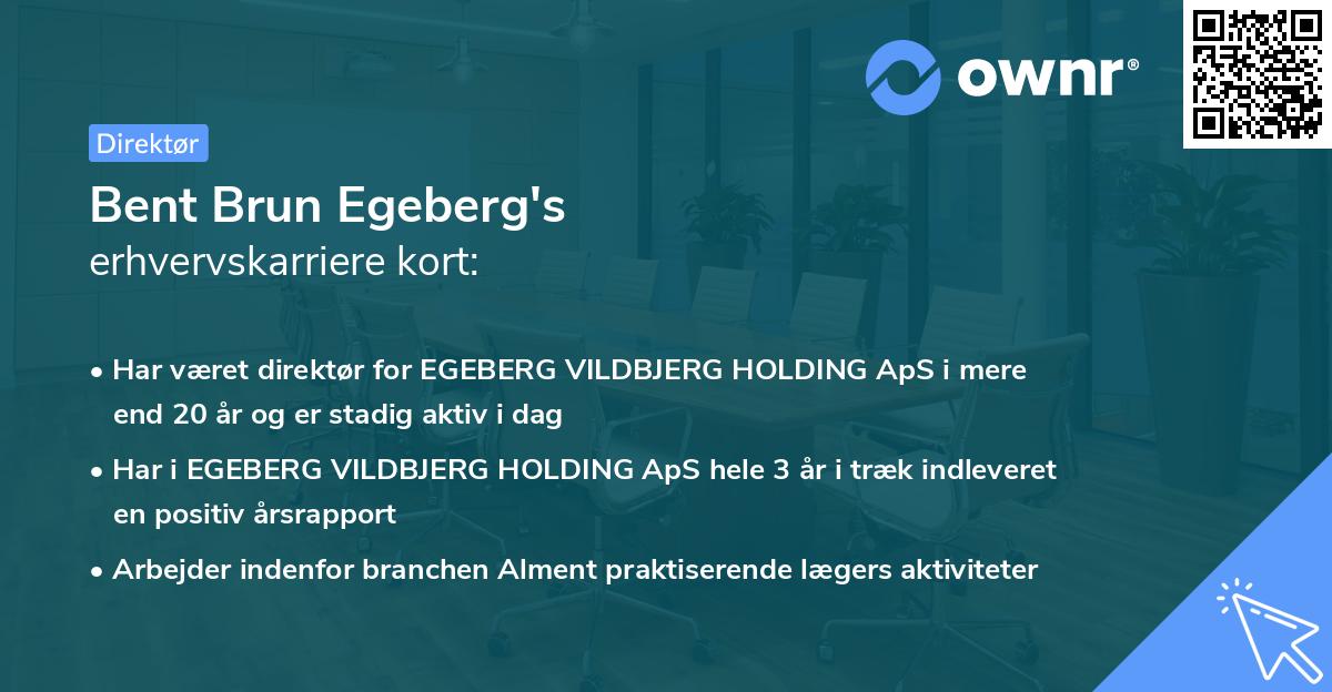 Bent Brun Egeberg's erhvervskarriere kort