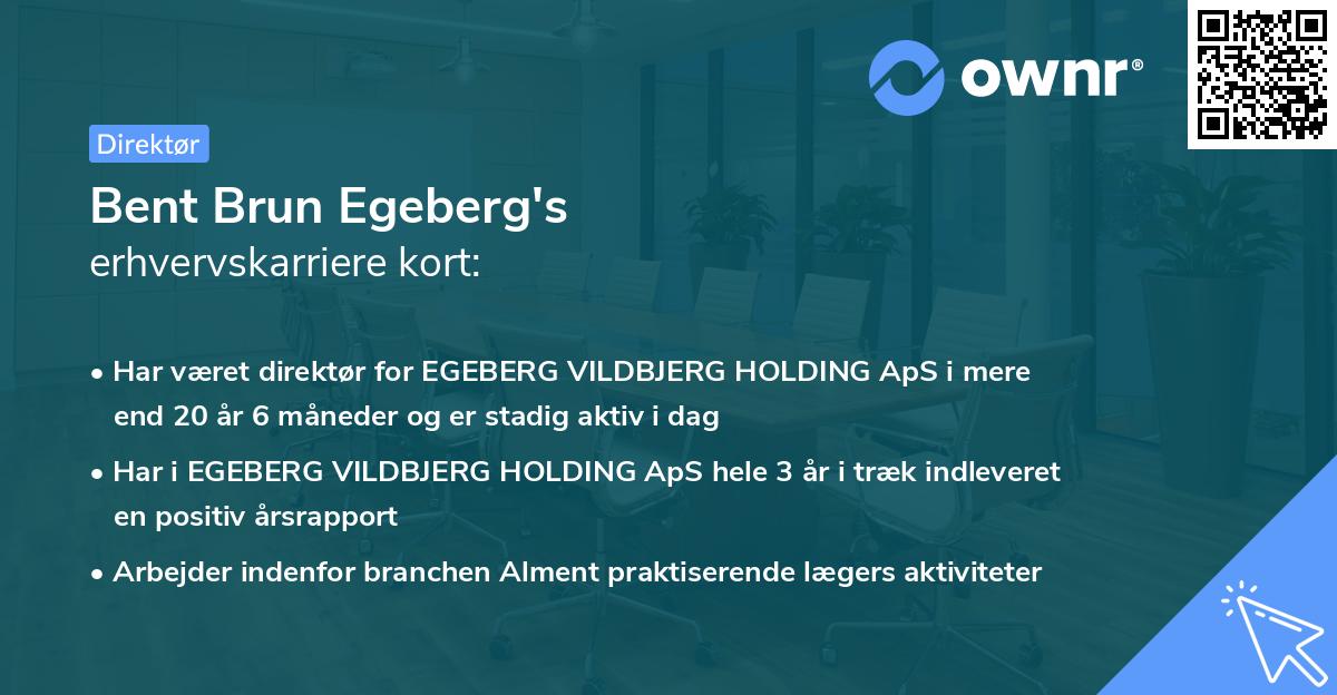 Bent Brun Egeberg's erhvervskarriere kort