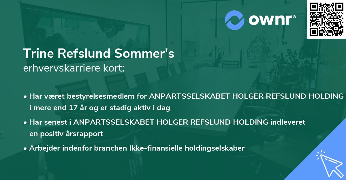 Trine Refslund Sommer's erhvervskarriere kort