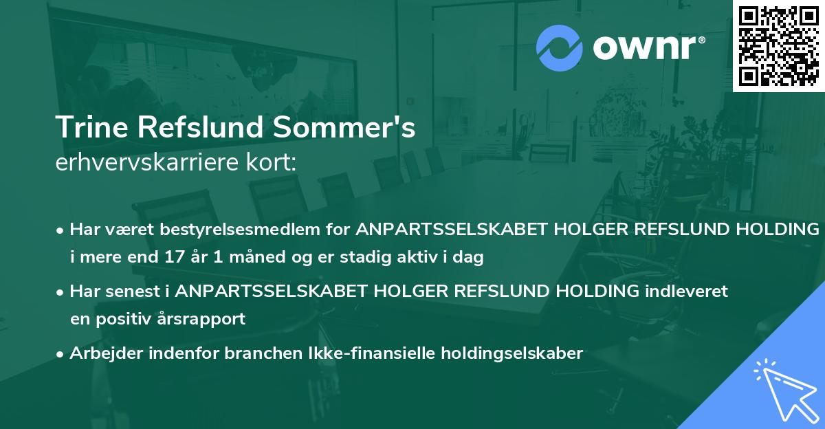 Trine Refslund Sommer's erhvervskarriere kort