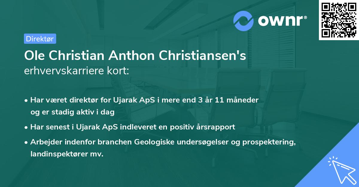 Ole Christian Anthon Christiansen's erhvervskarriere kort