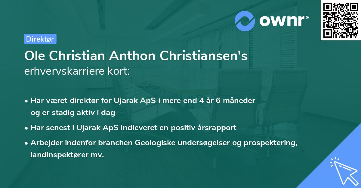 Ole Christian Anthon Christiansen's erhvervskarriere kort