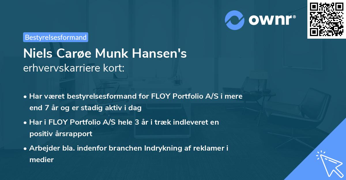 Niels Carøe Munk Hansen's erhvervskarriere kort