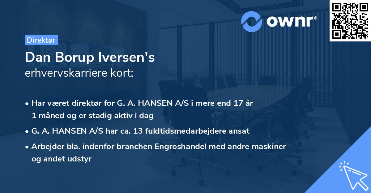 Dan Borup Iversen's erhvervskarriere kort