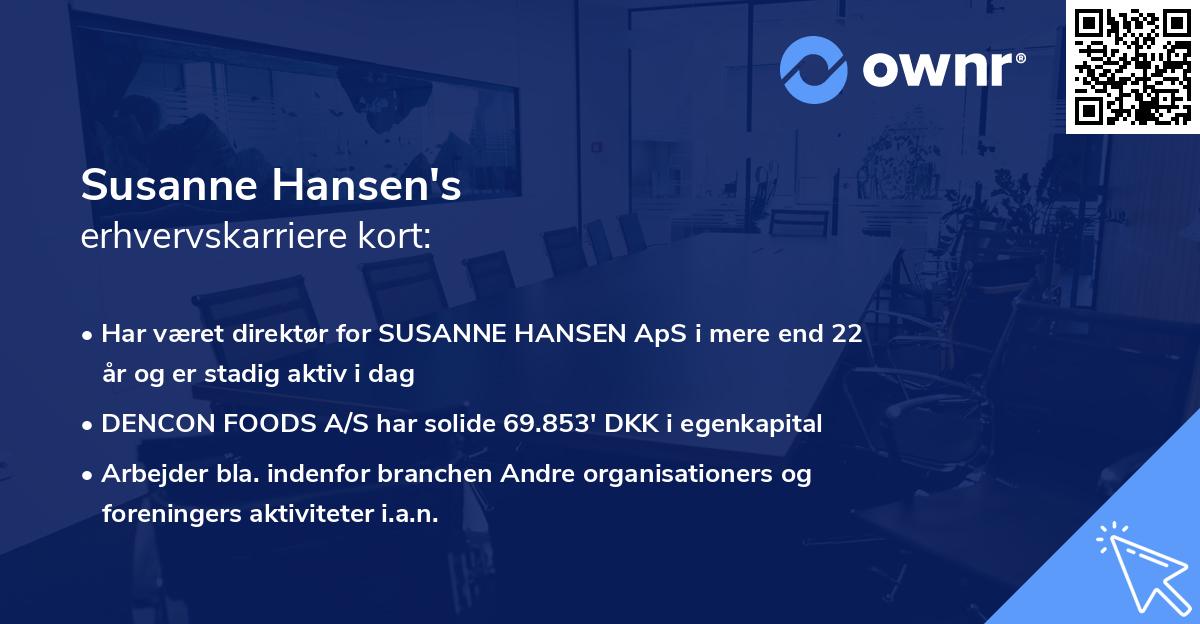 Susanne Hansen's erhvervskarriere kort