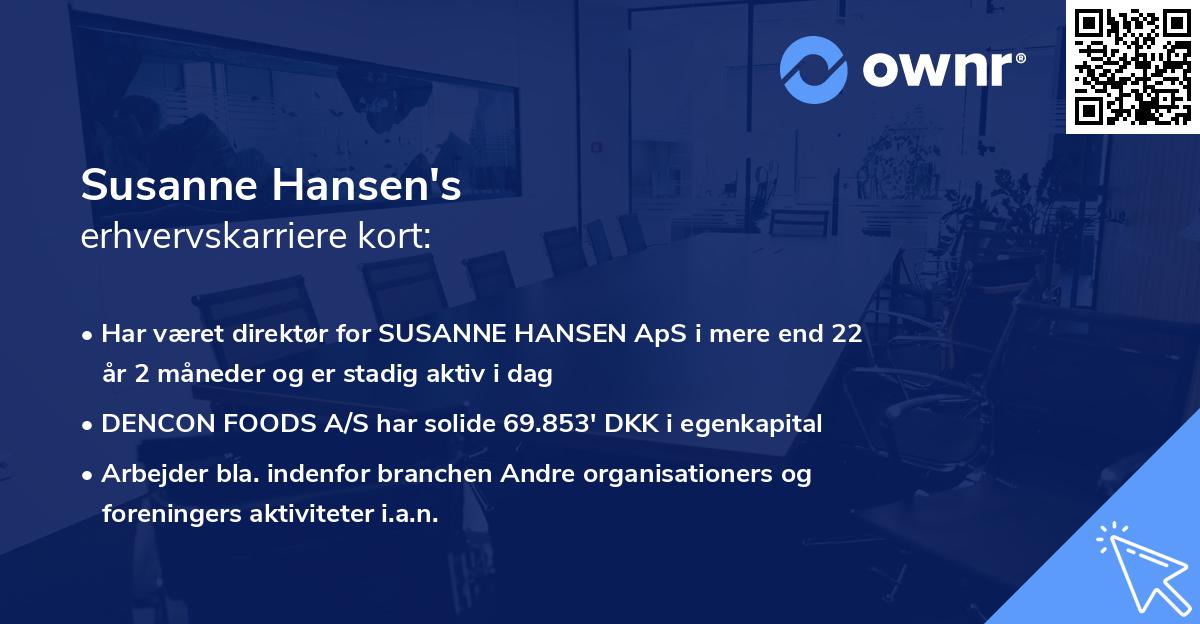 Susanne Hansen's erhvervskarriere kort
