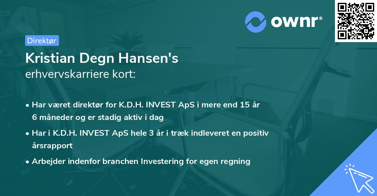 Kristian Degn Hansen's erhvervskarriere kort