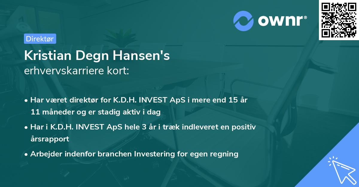 Kristian Degn Hansen's erhvervskarriere kort