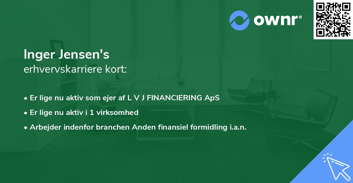 Inger Jensen's erhvervskarriere kort