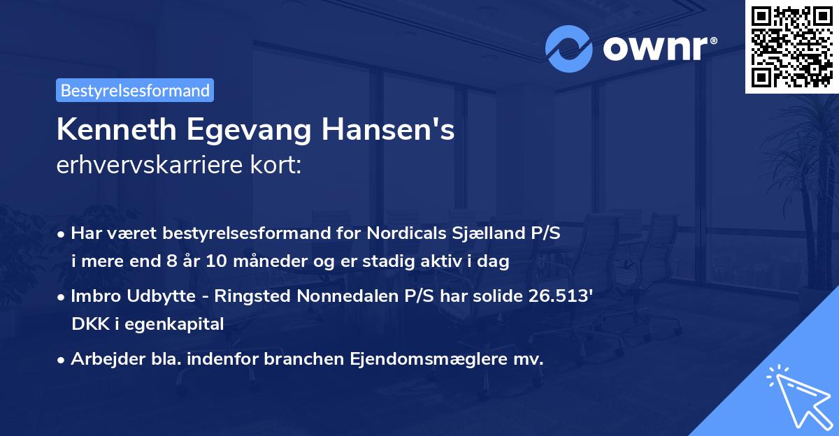 Kenneth Egevang Hansen's erhvervskarriere kort