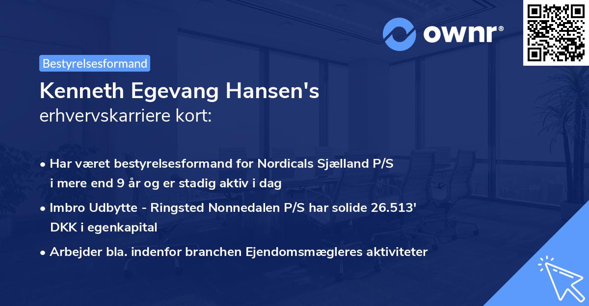 Kenneth Egevang Hansen's erhvervskarriere kort