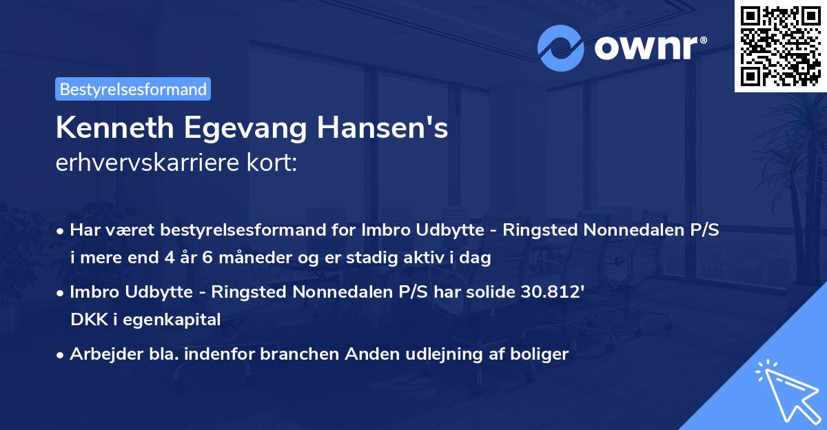 Kenneth Egevang Hansen's erhvervskarriere kort