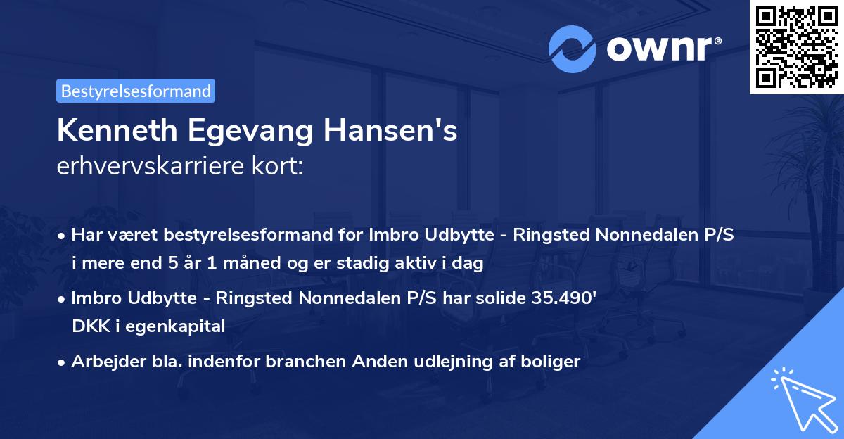 Kenneth Egevang Hansen's erhvervskarriere kort