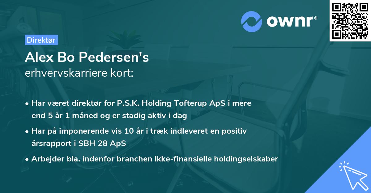 Alex Bo Pedersen's erhvervskarriere kort