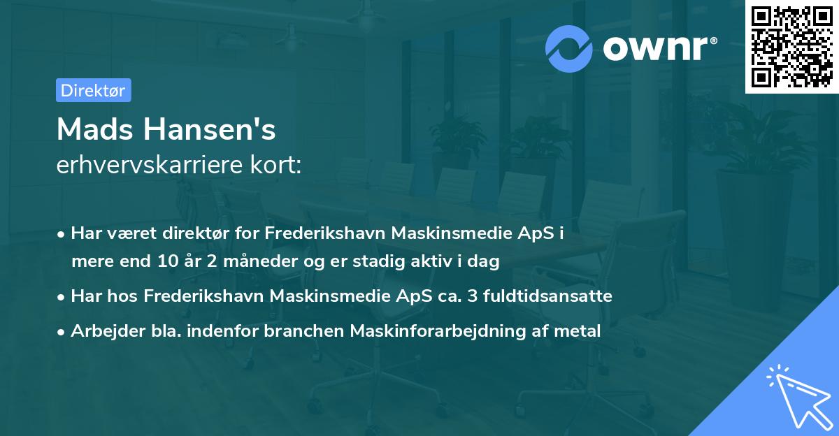 Mads Hansen's erhvervskarriere kort