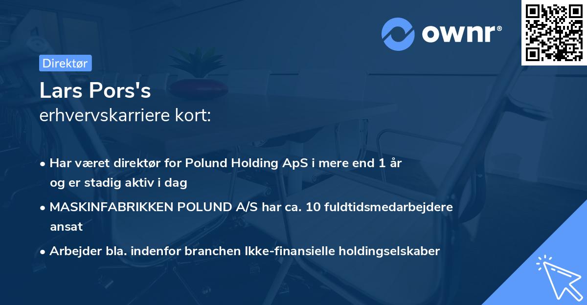 Lars Pors's erhvervskarriere kort