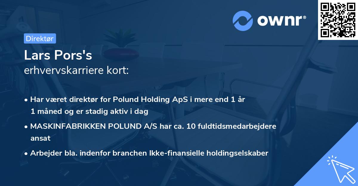 Lars Pors's erhvervskarriere kort