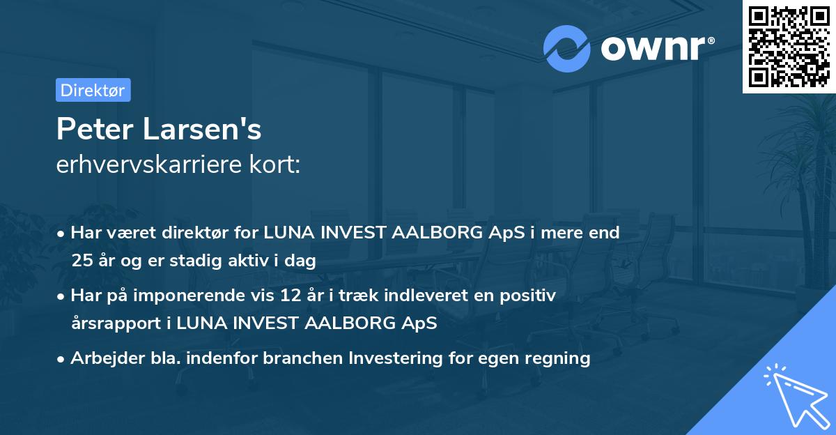 Peter Larsen's erhvervskarriere kort