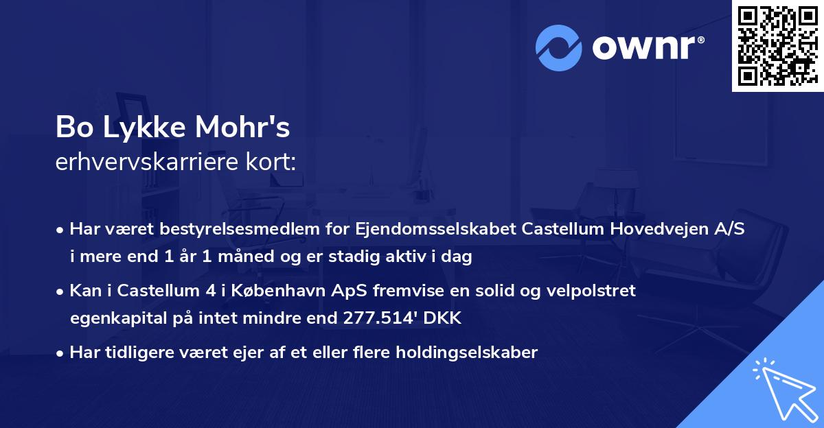 Bo Lykke Mohr's erhvervskarriere kort