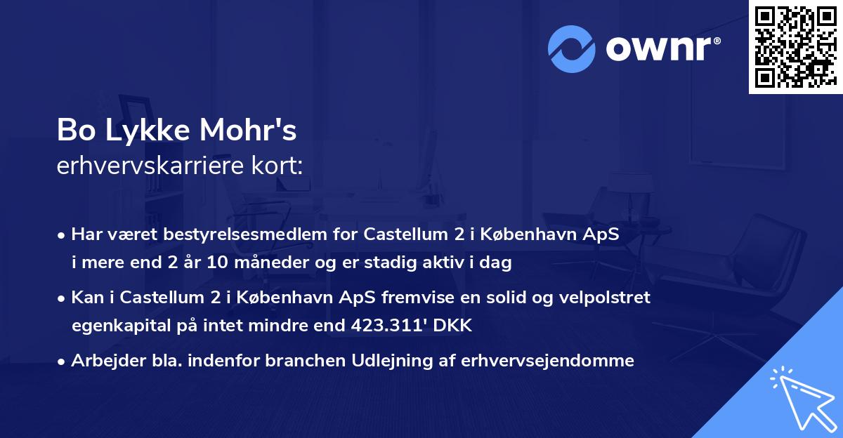Bo Lykke Mohr's erhvervskarriere kort