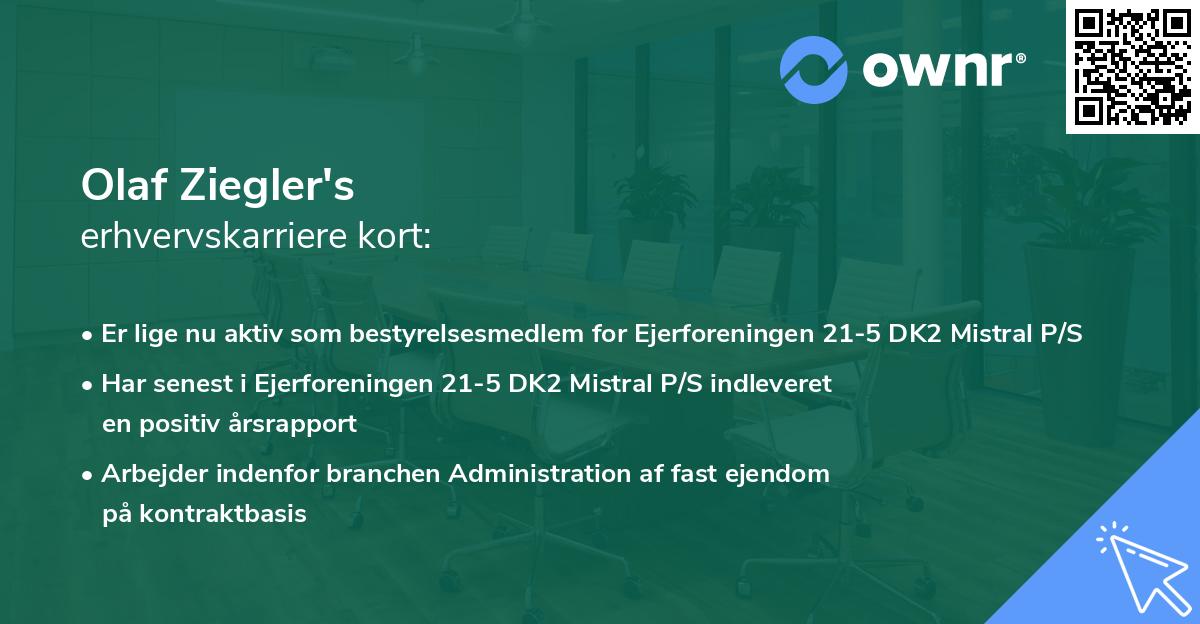 Olaf Ziegler's erhvervskarriere kort
