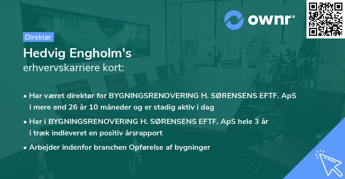 Hedvig Engholm's erhvervskarriere kort