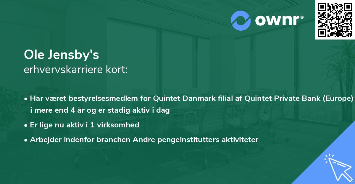 Ole Jensby's erhvervskarriere kort
