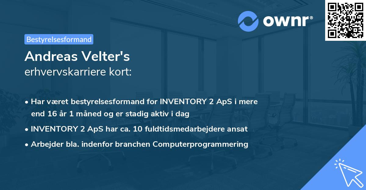 Andreas Velter's erhvervskarriere kort