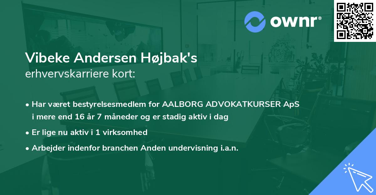 Vibeke Andersen Højbak's erhvervskarriere kort