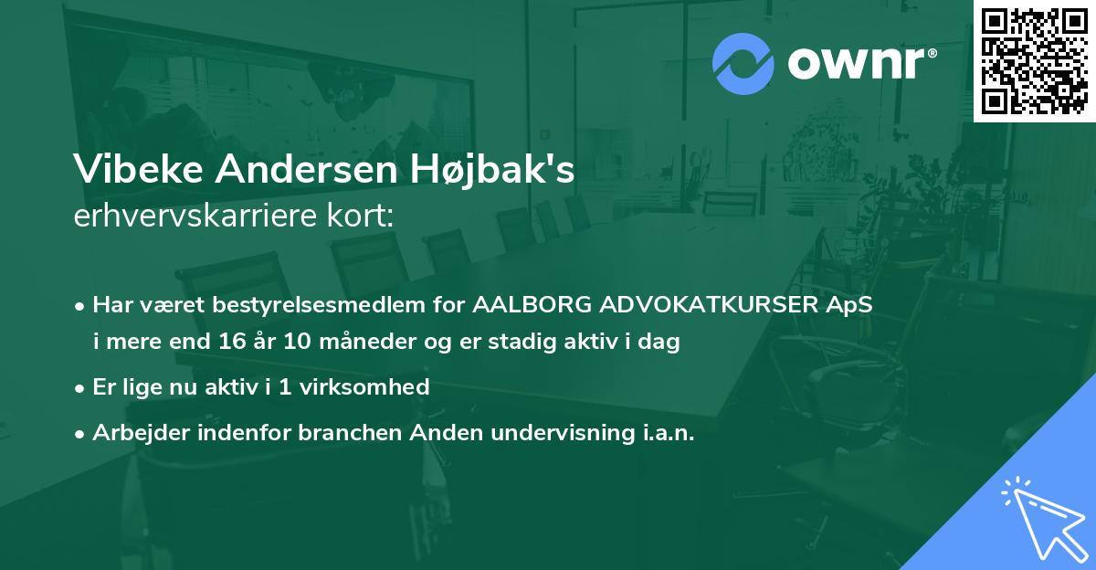 Vibeke Andersen Højbak's erhvervskarriere kort