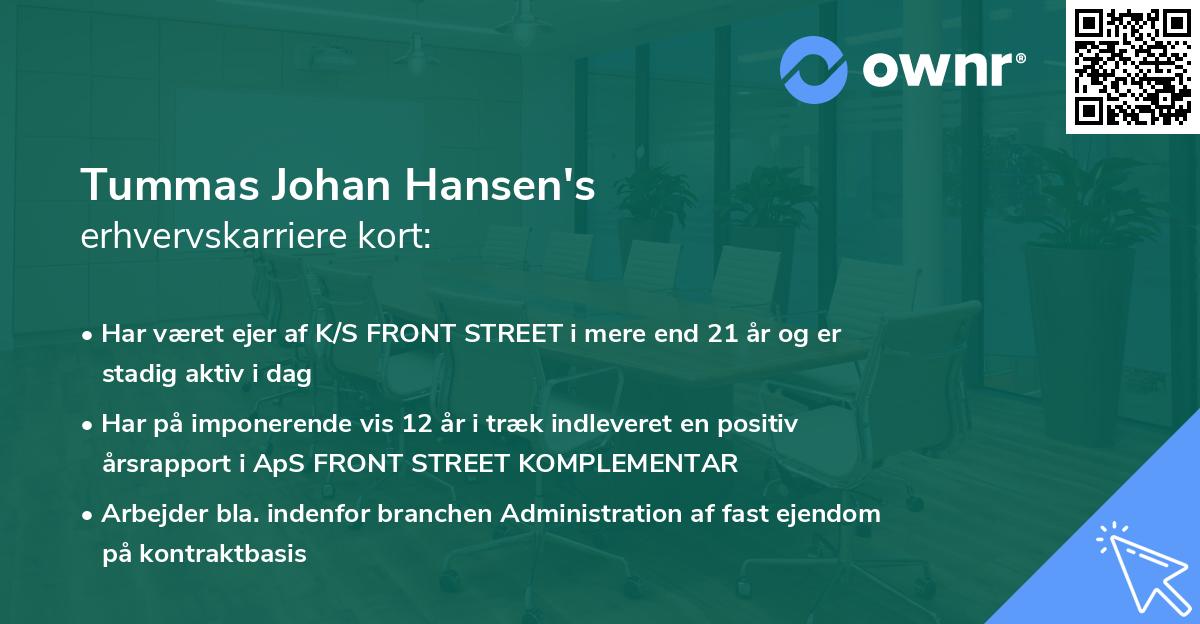 Tummas Johan Hansen's erhvervskarriere kort