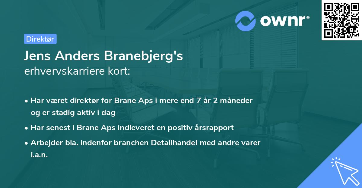 Jens Anders Branebjerg's erhvervskarriere kort