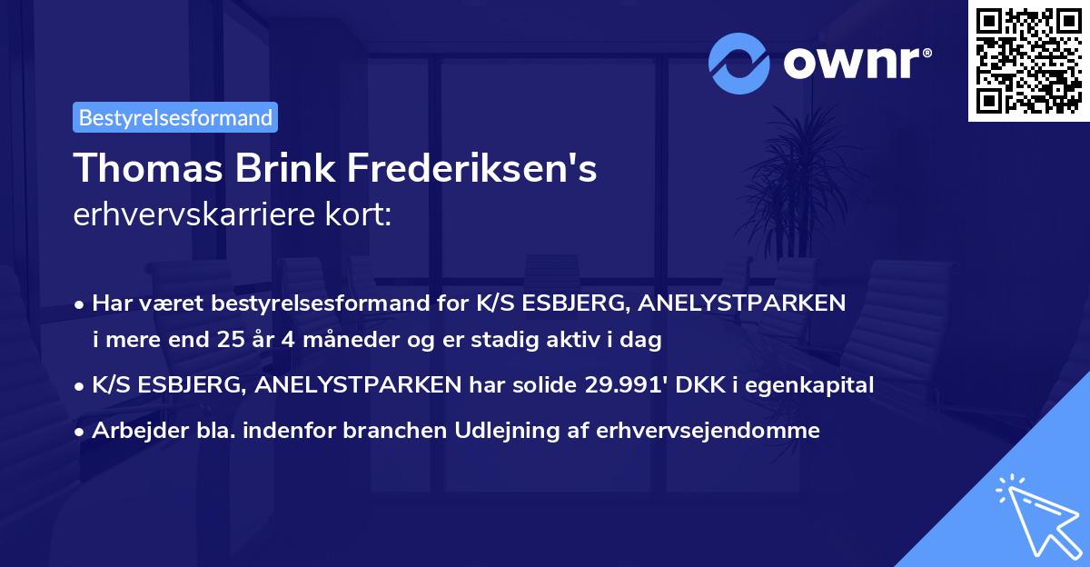 Thomas Brink Frederiksen's erhvervskarriere kort
