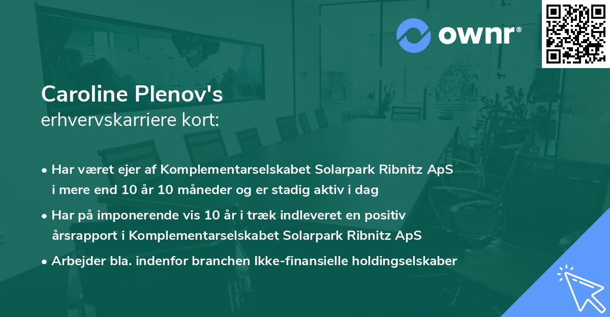 Caroline Plenov's erhvervskarriere kort