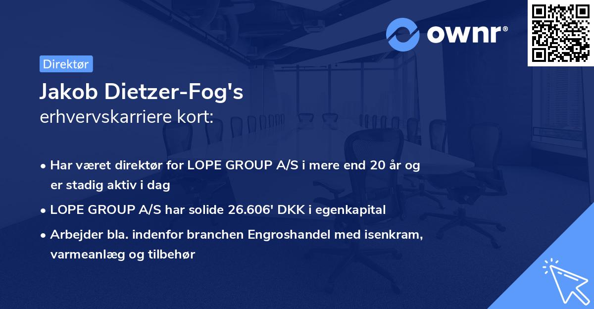 Jakob Dietzer-Fog's erhvervskarriere kort