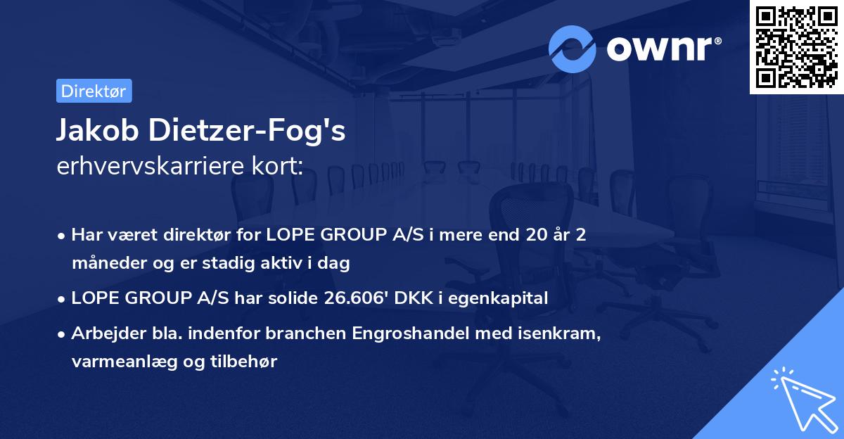Jakob Dietzer-Fog's erhvervskarriere kort