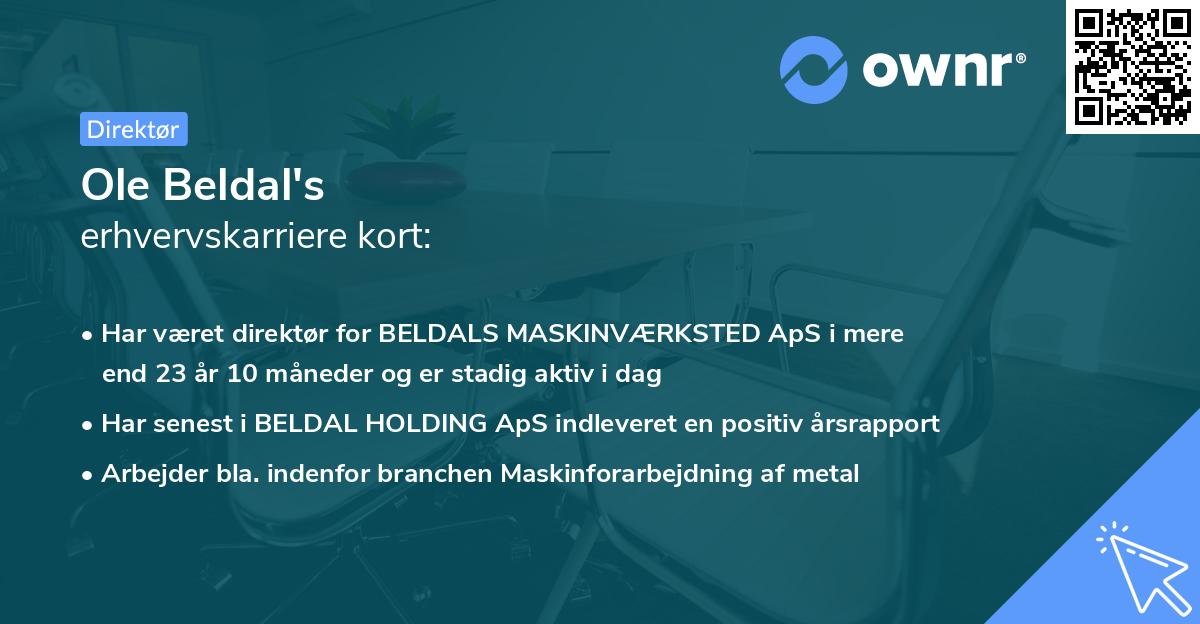 Ole Beldal's erhvervskarriere kort