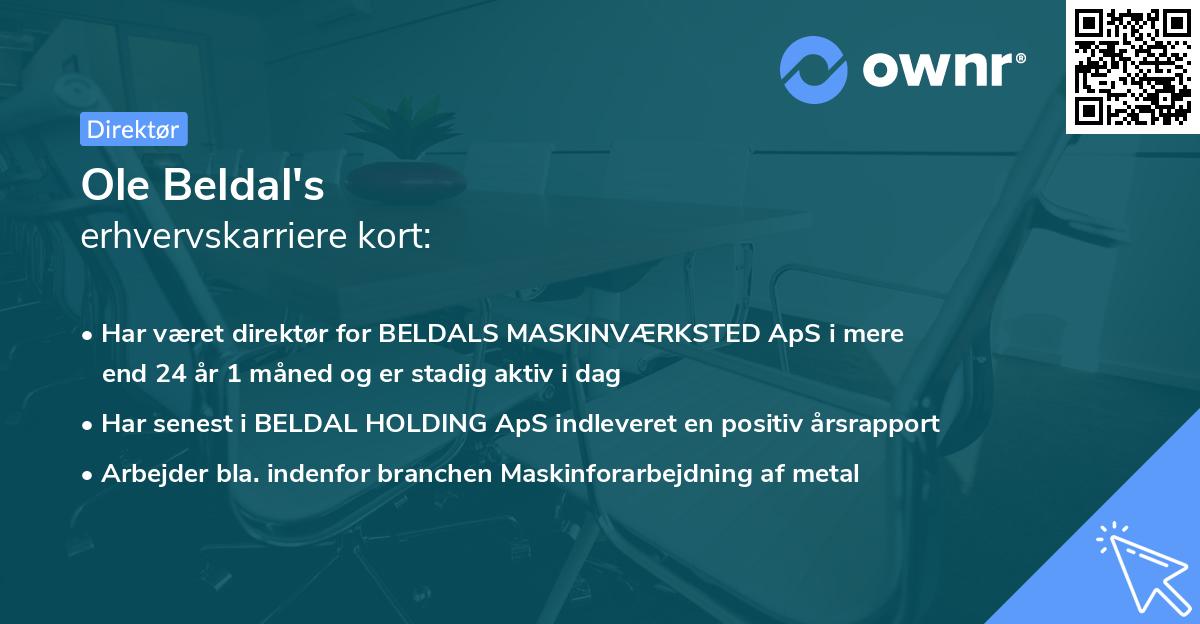 Ole Beldal's erhvervskarriere kort
