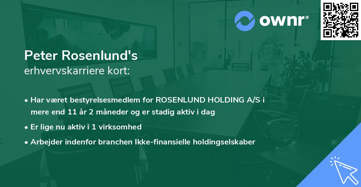 Peter Rosenlund's erhvervskarriere kort