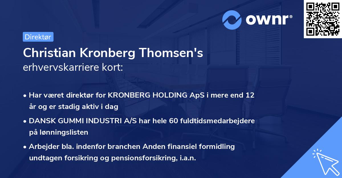 Christian Kronberg Thomsen's erhvervskarriere kort