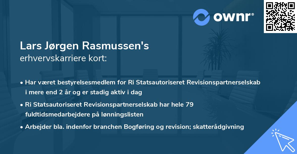 Lars Jørgen Rasmussen's erhvervskarriere kort