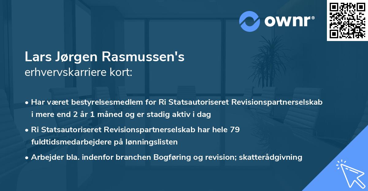 Lars Jørgen Rasmussen's erhvervskarriere kort