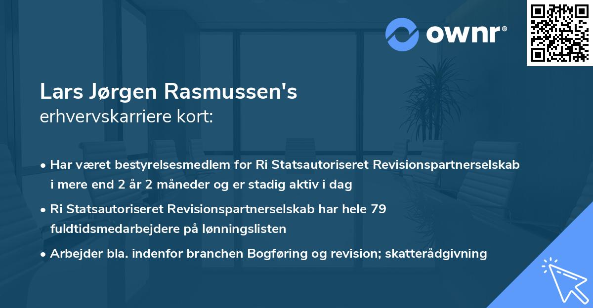 Lars Jørgen Rasmussen's erhvervskarriere kort