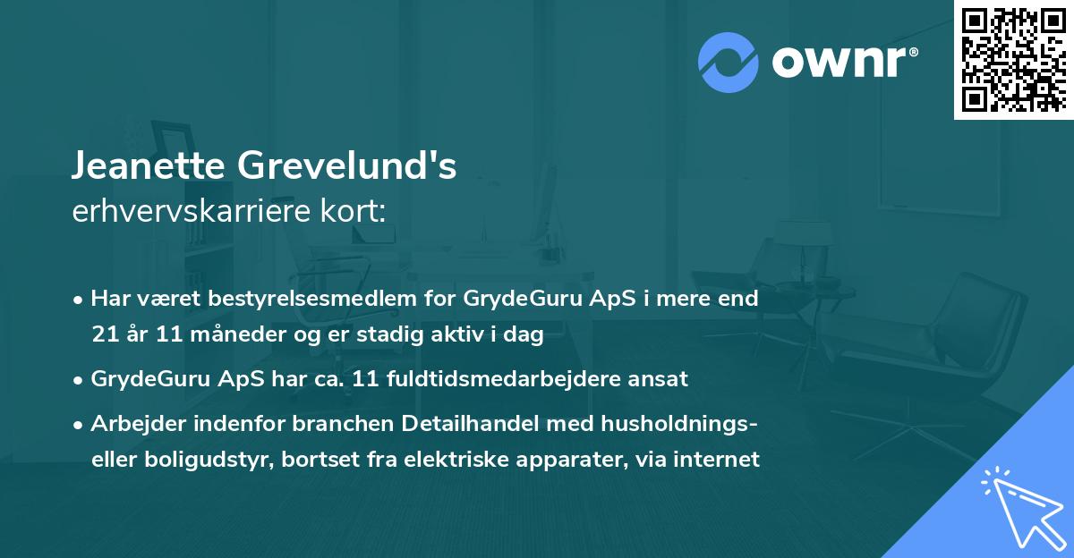 Jeanette Grevelund's erhvervskarriere kort