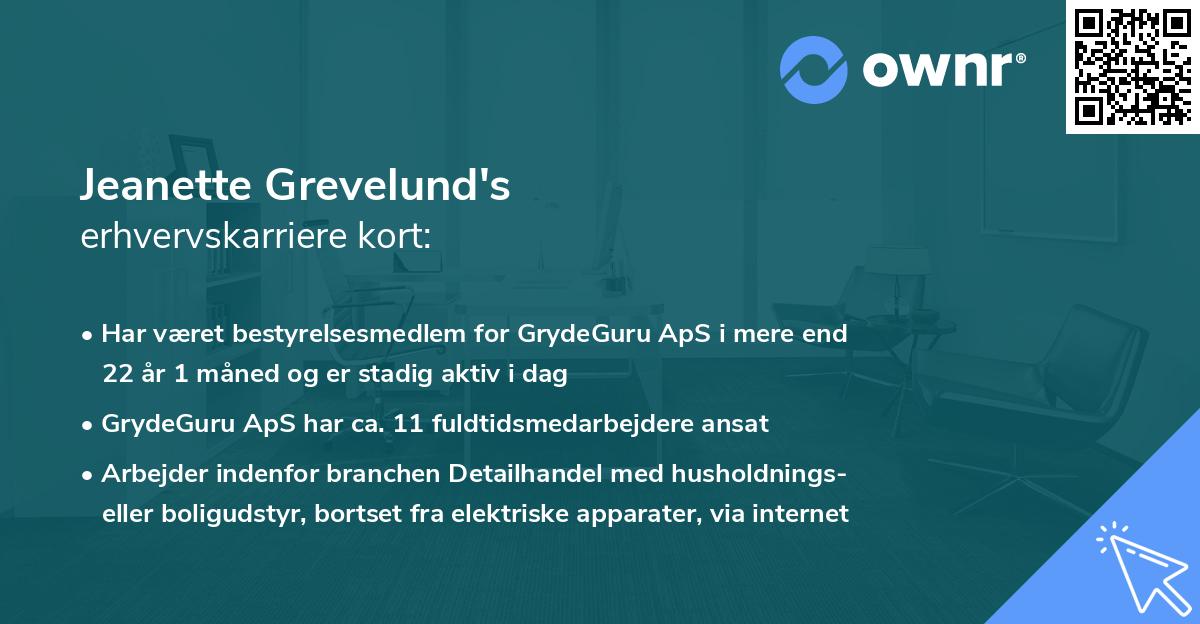 Jeanette Grevelund's erhvervskarriere kort