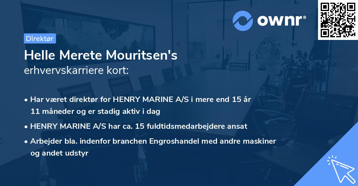 Helle Merete Mouritsen's erhvervskarriere kort