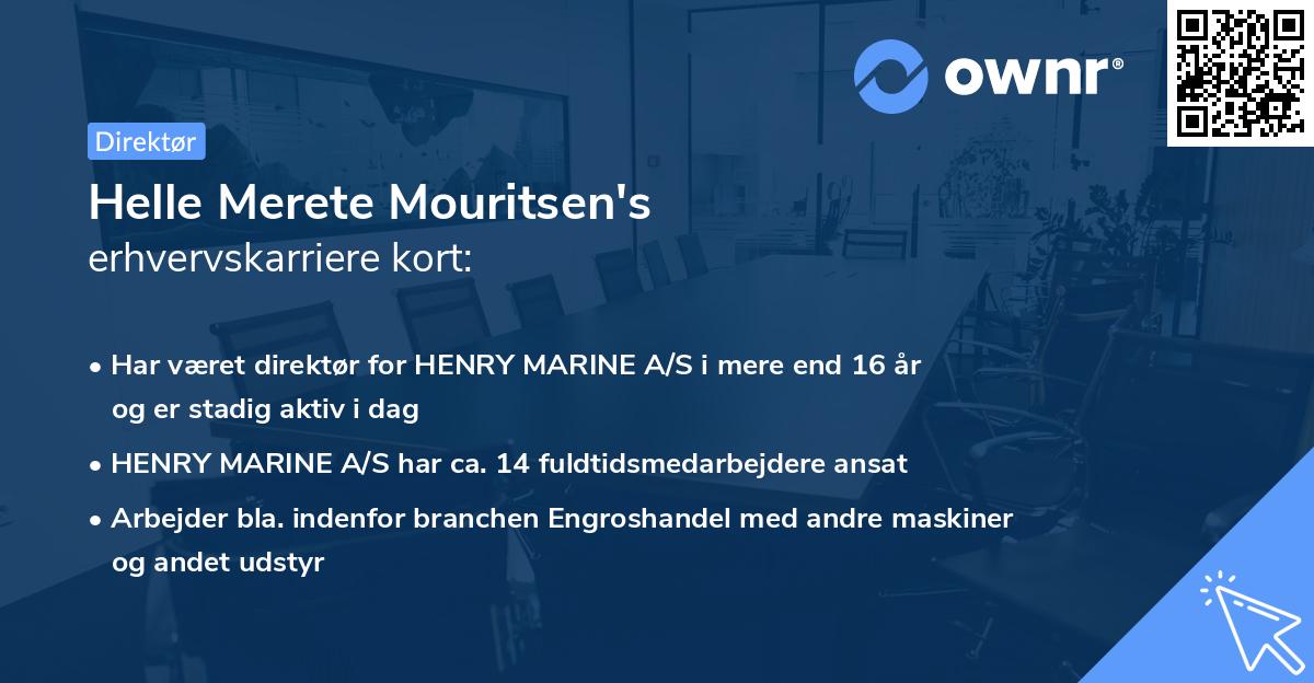 Helle Merete Mouritsen's erhvervskarriere kort